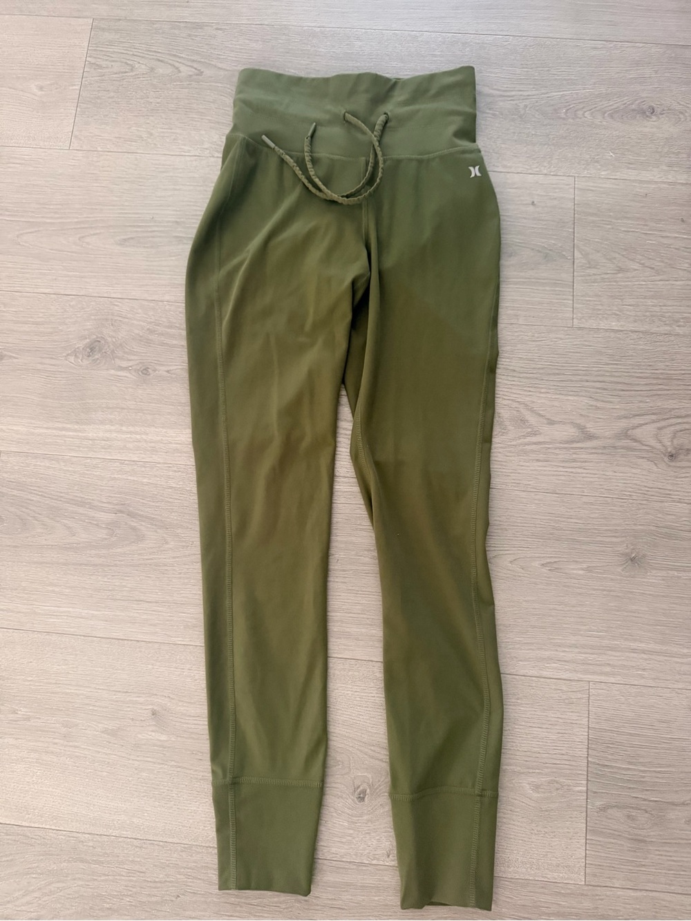 Hurley Olive Green High-Waist Drawstring Leggings